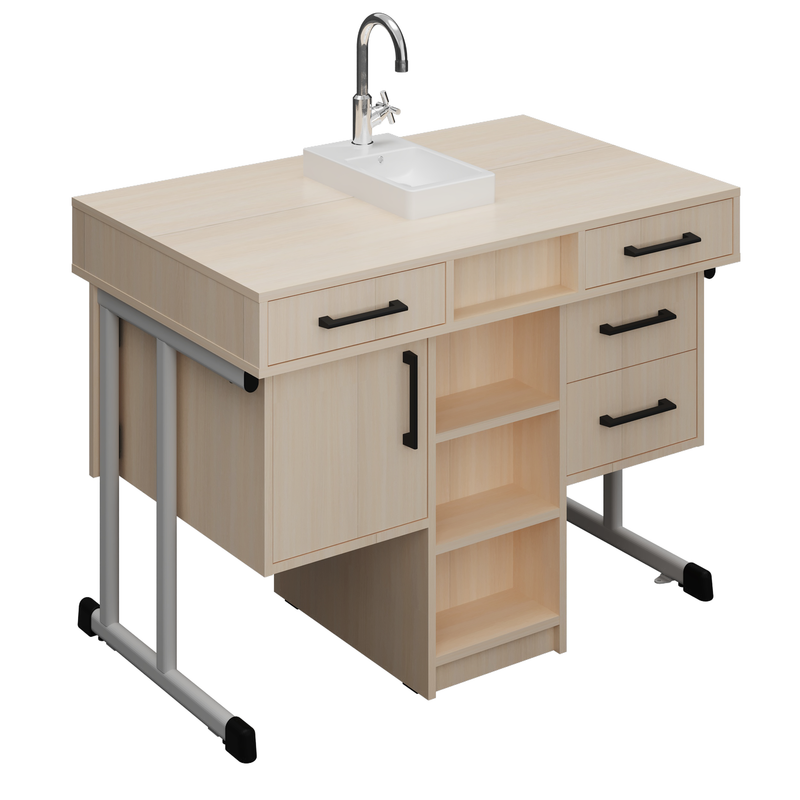 Стіл демонстр. для предмет.кабінет., АНШАР ГРУП (100307), 1200х750х900мм, з мийкою та змішувачем, каркас–посилена вертик.плоскоов.труба, з кріпл-ням до підлоги